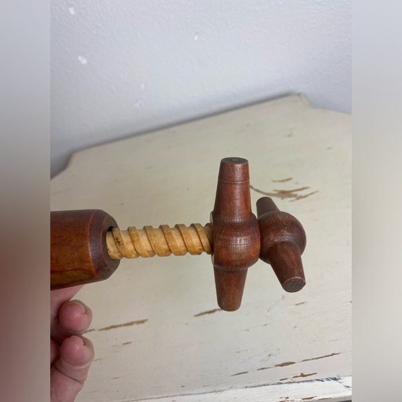 Vintage French Double Treen Wood Corkscrew, Turned Wood Tire Bouchon, Barware - Picture 3 of 7